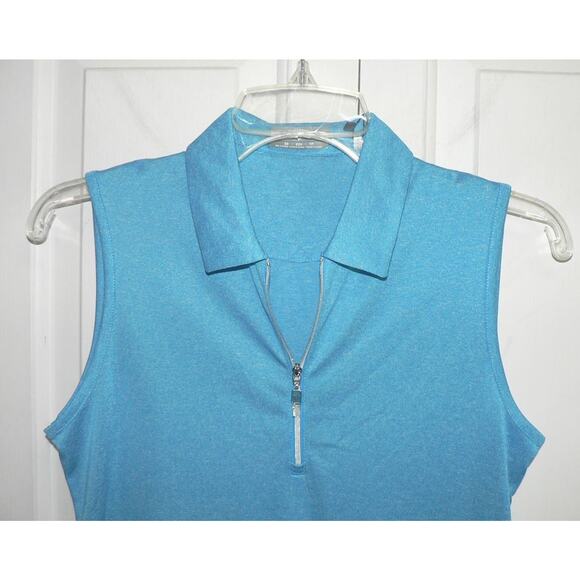 Callaway Women's Quarter Zip Sleeveless Golf Polo Shirt in Vivid Blue Heather XS - Picture 4 of 5